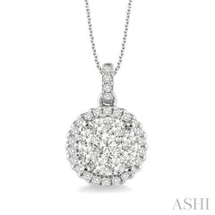 ASHI Round Shape Halo Lovebright Essential Diamond Pendant 94911PPFGPDWG