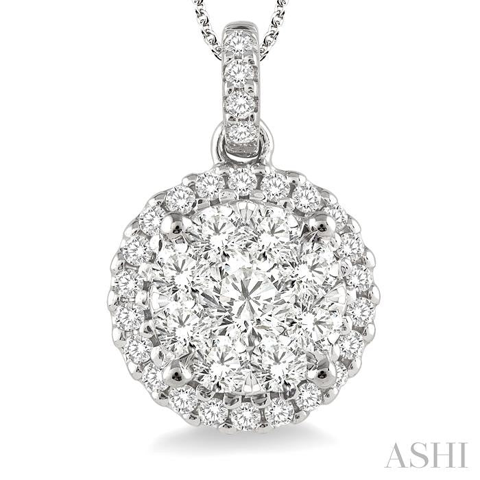 ASHI Round Shape Halo Lovebright Essential Diamond Pendant 94911PPFGPDWG