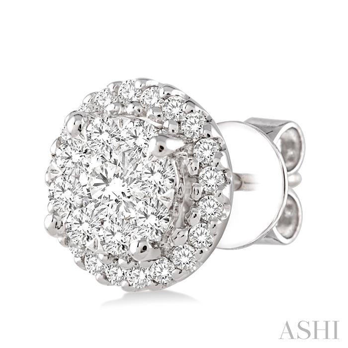 ASHI Round Shape Halo Lovebright Essential Diamond Earrings 94913PPFGERWG