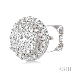 ASHI Round Shape Halo Lovebright Essential Diamond Earrings 94913PPFGERWG
