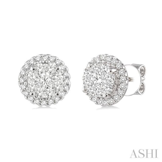 ASHI Round Shape Halo Lovebright Essential Diamond Earrings 94913PPFGERWG