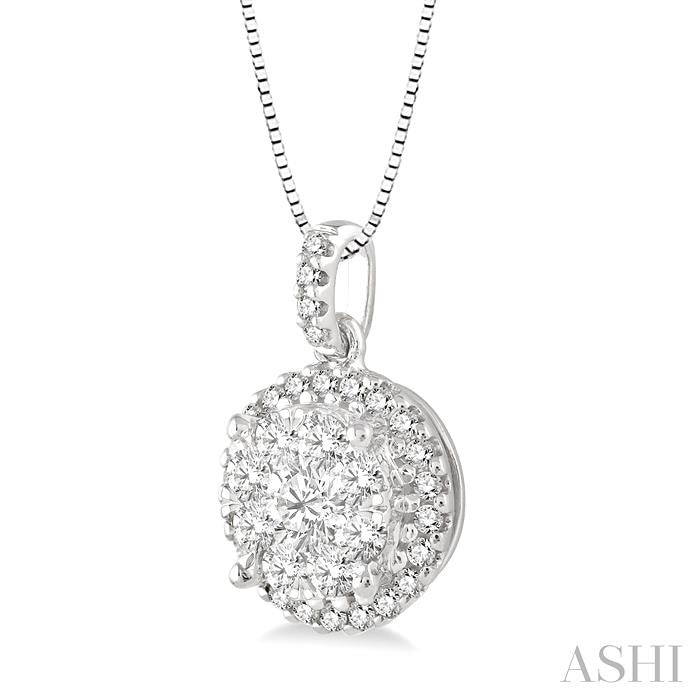 ASHI Round Shape Halo Lovebright Essential Diamond Pendant 94913PPFGPDWG