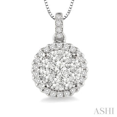 ASHI Round Shape Halo Lovebright Essential Diamond Pendant 94913PPFGPDWG