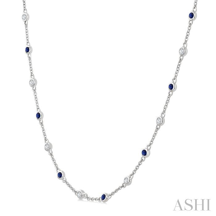 ASHI Gemstone & Diamond Station Necklace 949VHPPFGNKSPWG