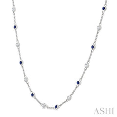 ASHI Gemstone & Diamond Station Necklace 949VHPPFGNKSPWG