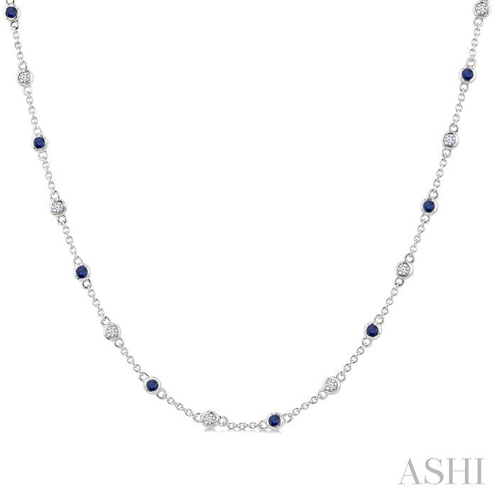 ASHI Gemstone & Diamond Station Necklace 949VHPPFGNKSPWG