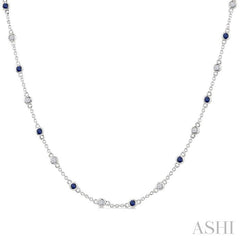ASHI Gemstone & Diamond Station Necklace 949VHPPFGNKSPWG