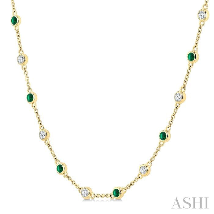 ASHI Gemstone & Diamond Station Necklace 949VVPPFGNKEMYG