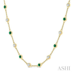 ASHI Gemstone & Diamond Station Necklace 949VVPPFGNKEMYG