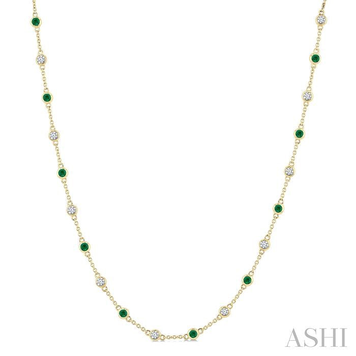 ASHI Gemstone & Diamond Station Necklace 949VVPPFGNKEMYG