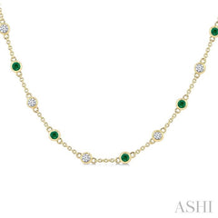 ASHI Gemstone & Diamond Station Necklace 949VVPPFGNKEMYG
