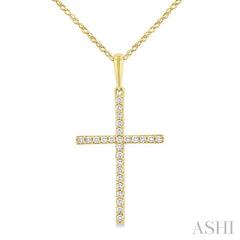 ASHI Cross Petite Diamond Fashion Pendant 950D8PPTGPDYG