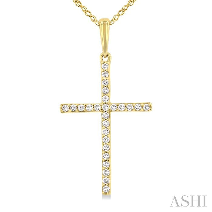 ASHI Cross Petite Diamond Fashion Pendant 950D8PPTGPDYG
