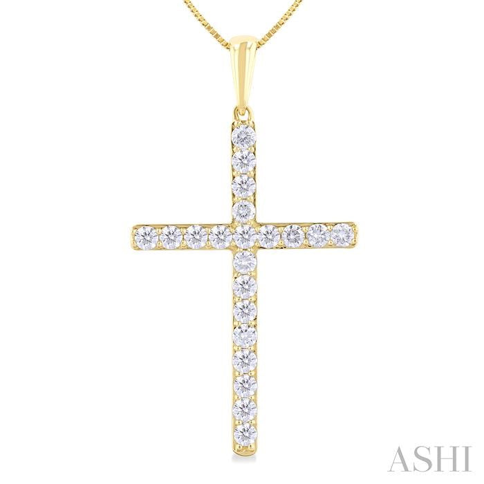 ASHI Cross Diamond Fashion Pendant 951C3PPFGPDYG