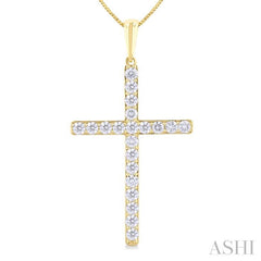 ASHI Cross Diamond Fashion Pendant 951C3PPFGPDYG