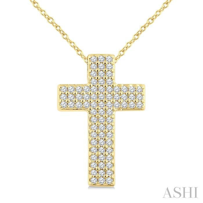 ASHI Pave Set Cross Diamond Fashion Pendant 951E5PPTGPDYG-CR