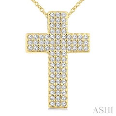 ASHI Pave Set Cross Diamond Fashion Pendant 951E5PPTGPDYG-CR
