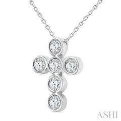 ASHI 6 Stone Bezel Cross Diamond Fashion Pendant 952C3PPFGPDWG