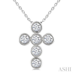 ASHI 6 Stone Bezel Cross Diamond Fashion Pendant 952C3PPFGPDWG
