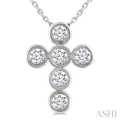 ASHI 6 Stone Bezel Cross Diamond Fashion Pendant 952C3PPFGPDWG