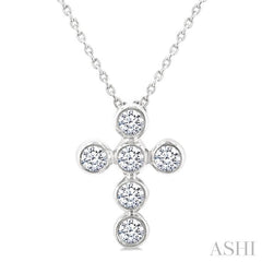 ASHI 6 Stone Bezel Cross Diamond Fashion Pendant 952C6PPFGPDWG