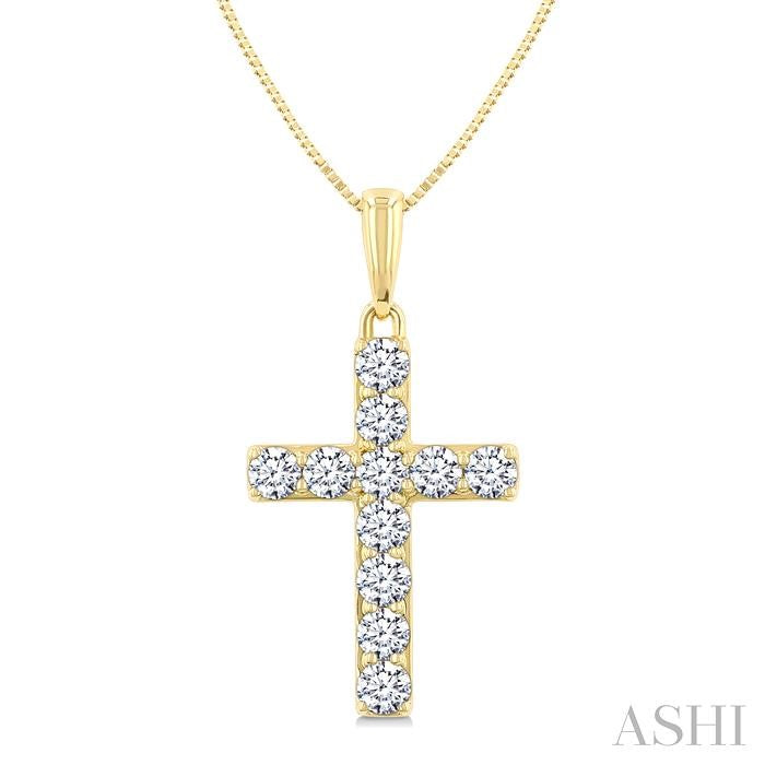 ASHI Cross Diamond Fashion Pendant 952E3PPFGPDYG