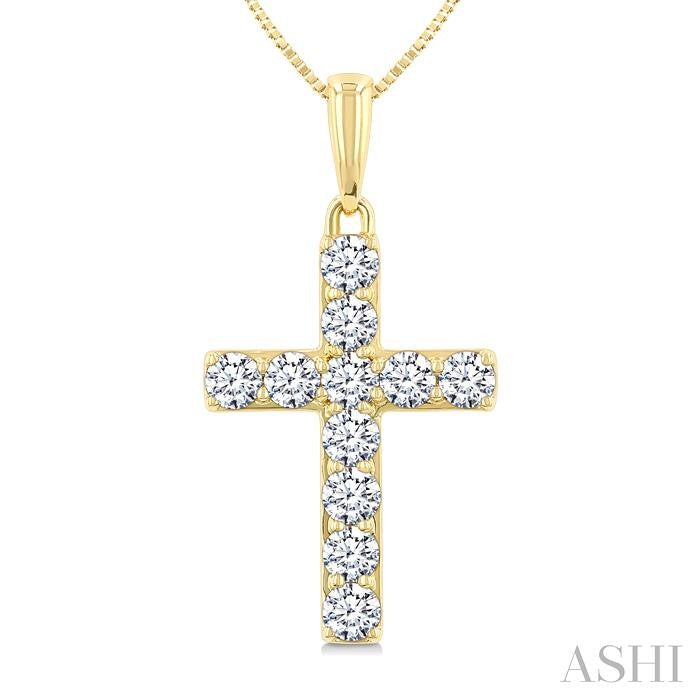 ASHI Cross Diamond Fashion Pendant 952E3PPFGPDYG