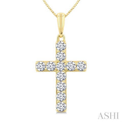 ASHI Cross Diamond Fashion Pendant 952E3PPFGPDYG