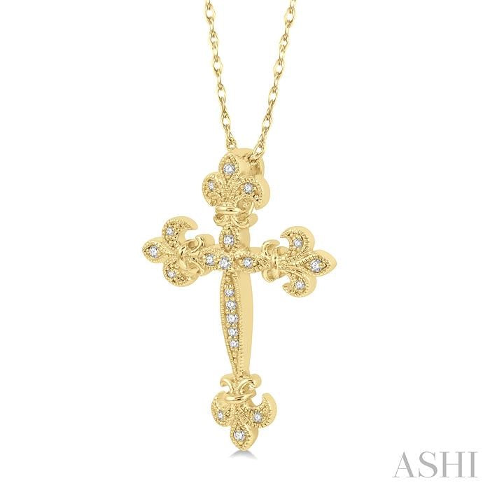 ASHI Cross Fleur De Lis Diamond Fashion Pendant 953B8PPTSPDYG