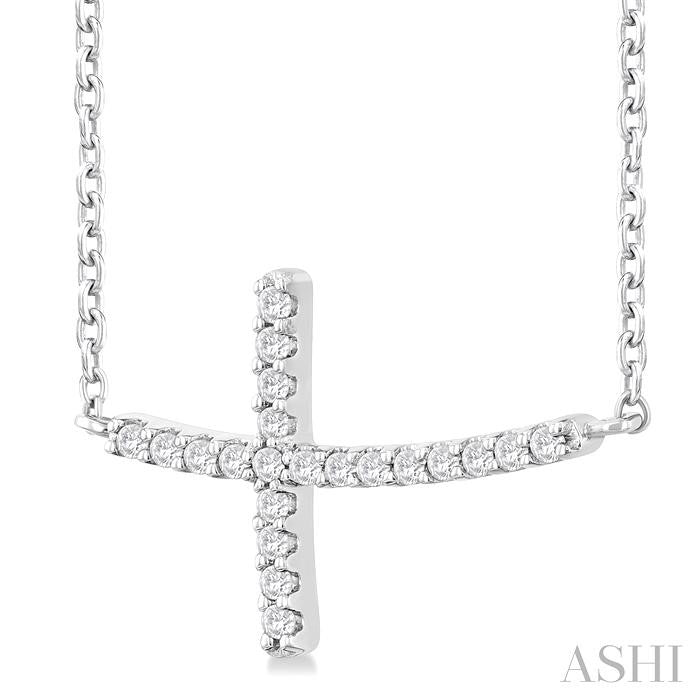 ASHI Sideway Cross Petite Diamond Fashion Pendant 954C8PPTSPDWG