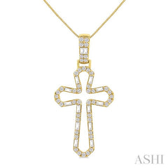 ASHI Cross Diamond Fashion Pendant 954D3PPTGPDYG