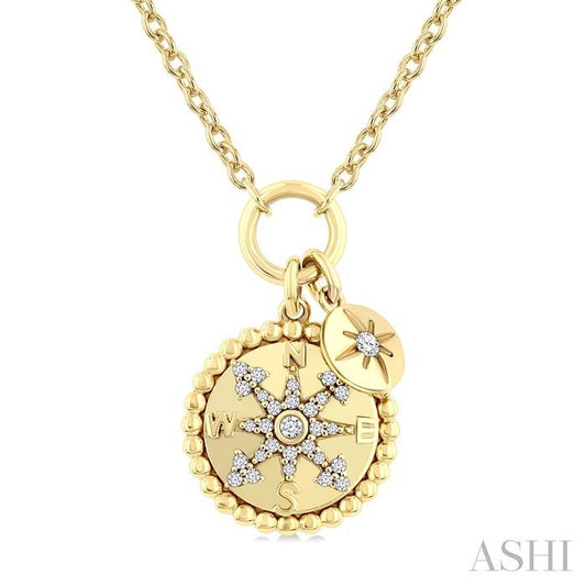 ASHI Compass Charm Diamond Fashion Pendant 954E8PPTGPDYG