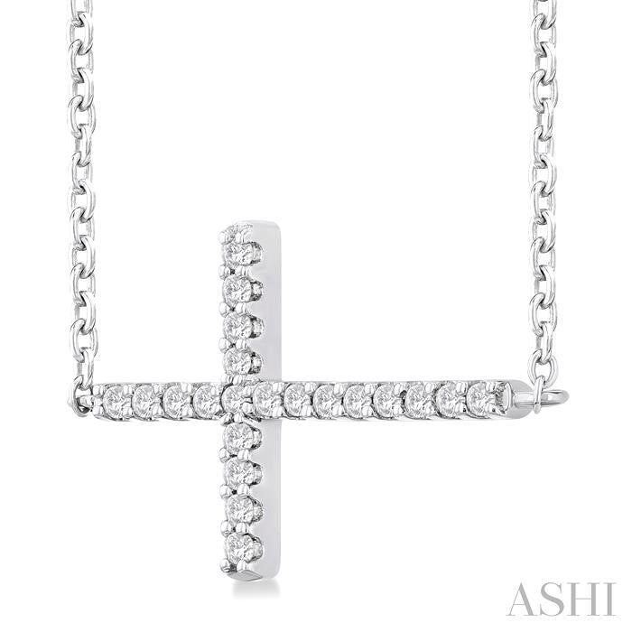 ASHI Sideway Cross Petite Diamond Fashion Pendant 955C8PPTSPDWG