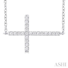 ASHI Sideway Cross Petite Diamond Fashion Pendant 955C8PPTSPDWG