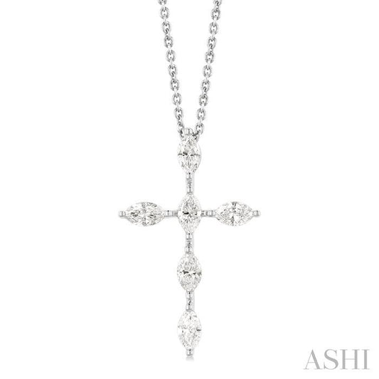 ASHI Marquise Shape 6 Stone Cross Diamond Fashion Pendant 955D2PPFGPDWG-MQ