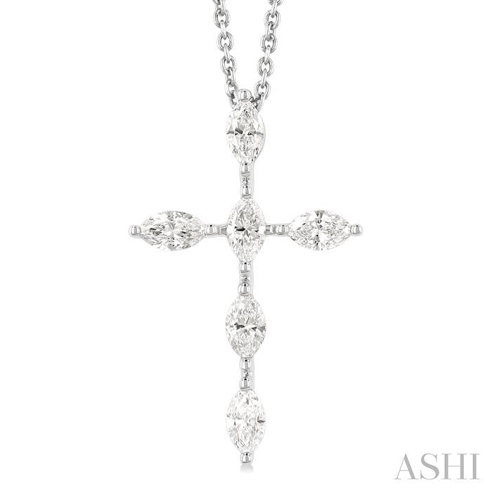 ASHI Marquise Shape 6 Stone Cross Diamond Fashion Pendant 955D2PPFGPDWG-MQ