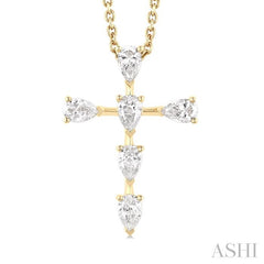 ASHI Pear Shape 6 Stone Cross Diamond Fashion Pendant 955D3PPFGPDYG-PR