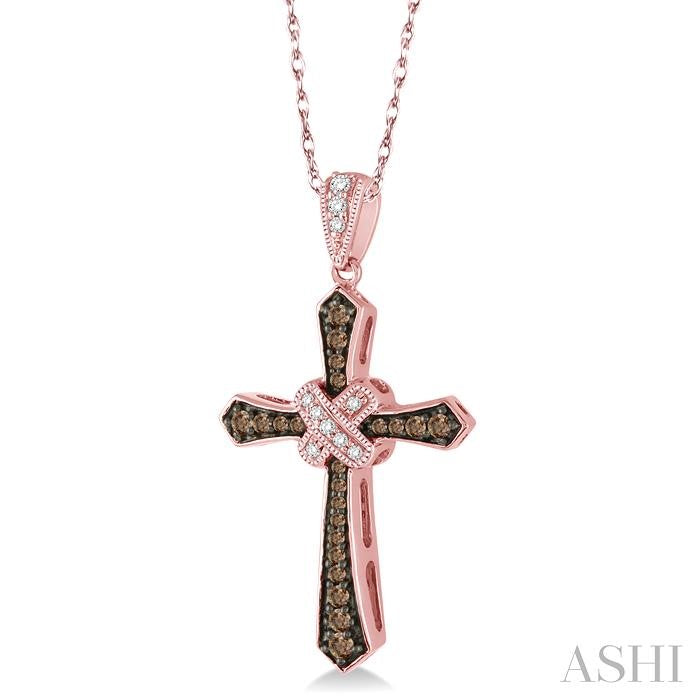 ASHI Cross Champagne Diamond Fashion Pendant 95786PPTSPDPG