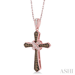 ASHI Cross Champagne Diamond Fashion Pendant 95786PPTSPDPG