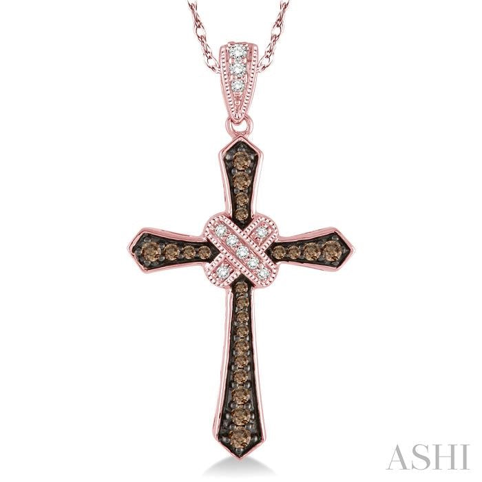 ASHI Cross Champagne Diamond Fashion Pendant 95786PPTSPDPG