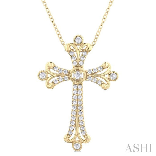 ASHI Cross Diamond Fashion Pendant 958C5PPFGPDYG