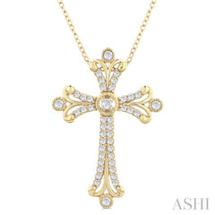 ASHI Cross Diamond Fashion Pendant 958C5PPFGPDYG
