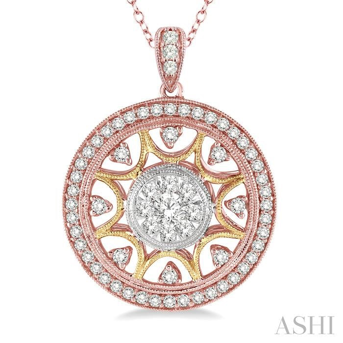 ASHI Circle Lovebright Diamond Fashion Pendant 95961PPFGPD3T