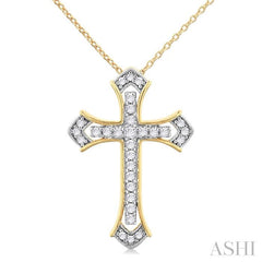 ASHI Cross Diamond Fashion Pendant 959C6PPFGPDYW