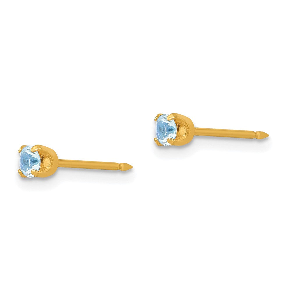 95E Inverness 14k 3mm March Crystal Birthstone Post Earrings