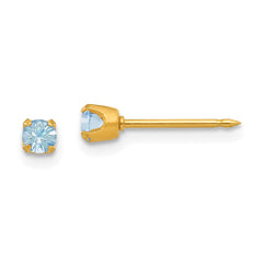 95E Inverness 14k 3mm March Crystal Birthstone Post Earrings