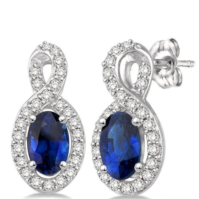 Parkplace Jewelers Oval Shape Gemstone & Halo Diamond Earrings 58507PPTSERSPWG
