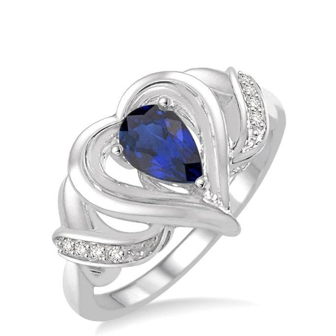Parkplace Jewelers Silver Heart Shape Gemstone & Diamond Fashion Ring 88709PPSSSPSLRG