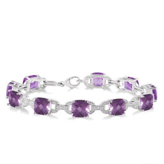 Parkplace Jewelers Silver Cushion Shape Gemstone & Diamond Bracelet 85559PPSSAMSLTB