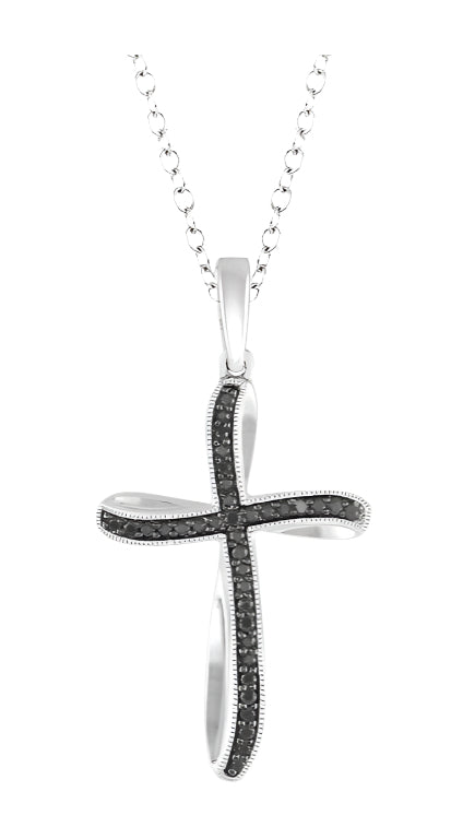 Parkplace Jewelers Silver Cross Black Diamond Pendant 86817PPSKSLPD